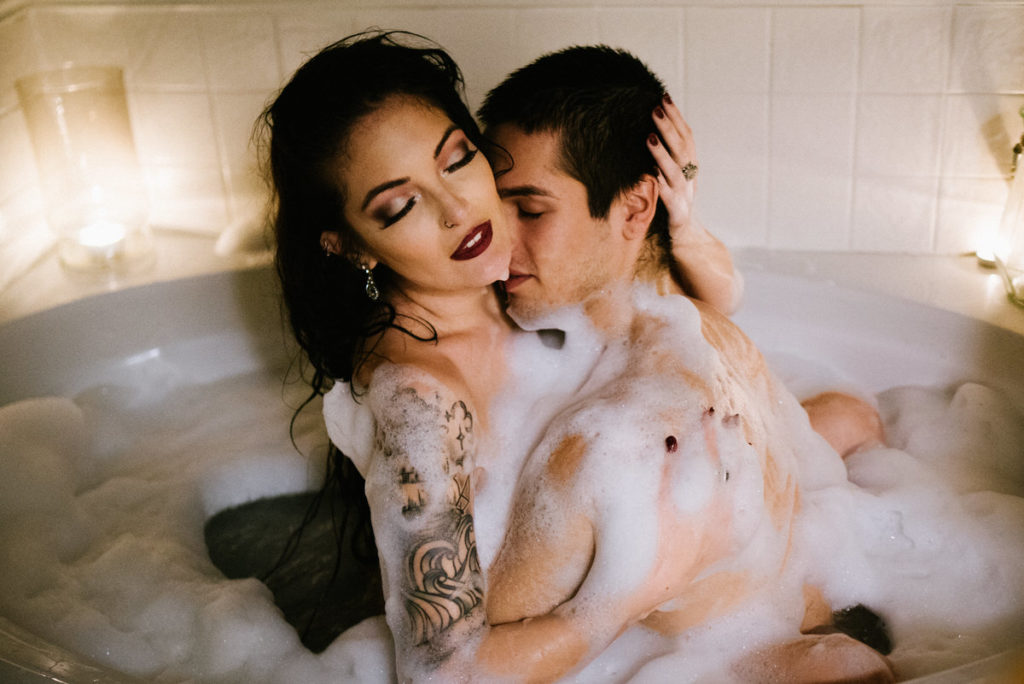 Bubble Bath Couples Boudoir Photo Shoot Dallas
