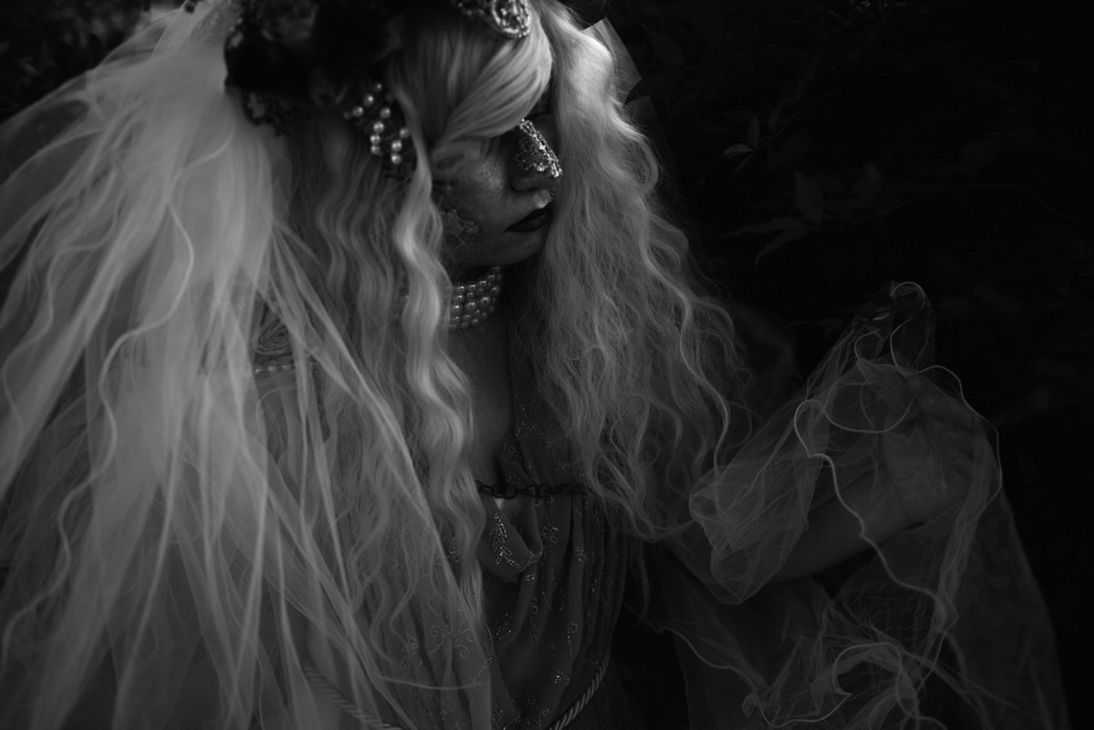 Gothic Fantasy Long White Hair Photo Shoot