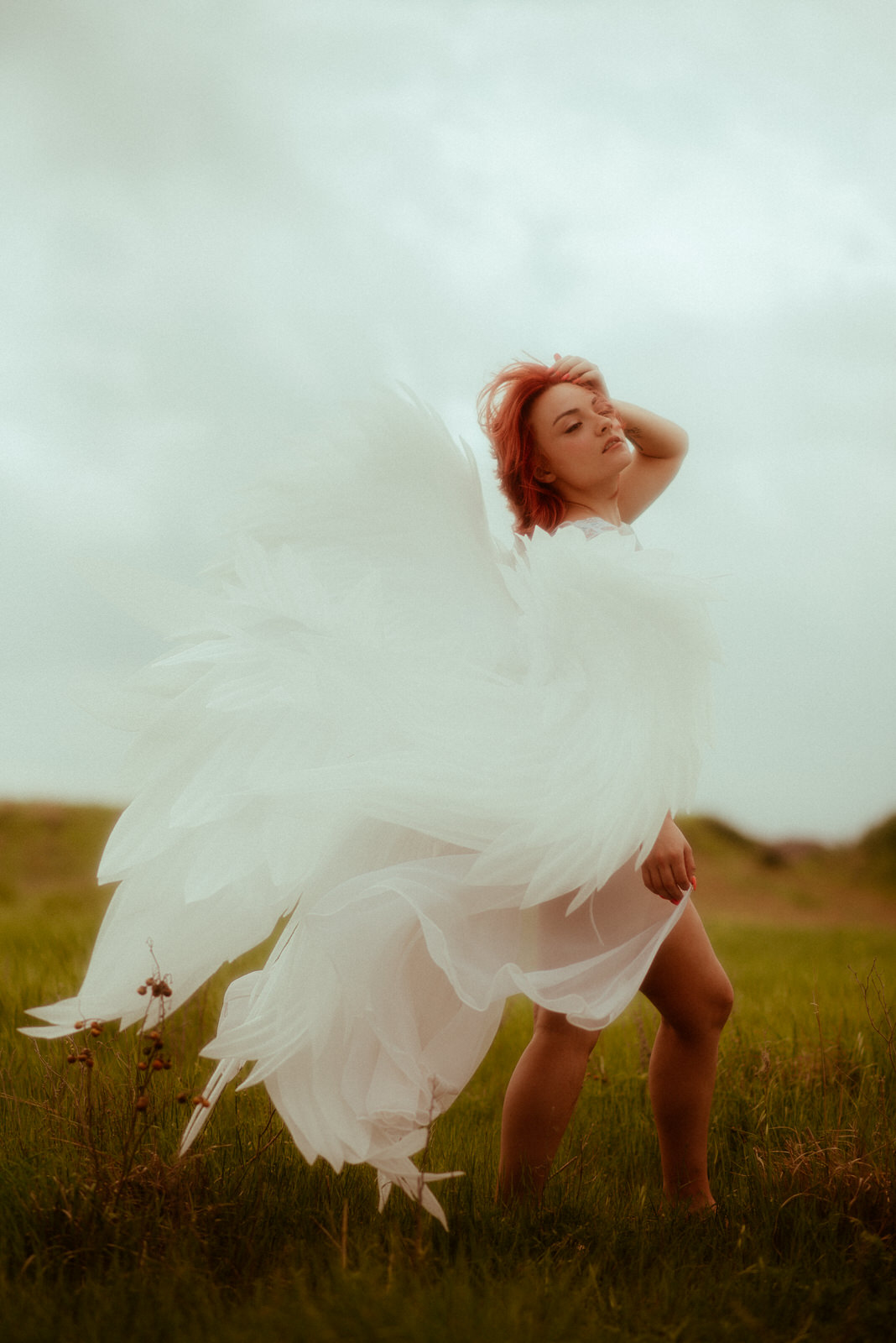 Beautiful angel wings photoshoot outdoors in Dallas, TX